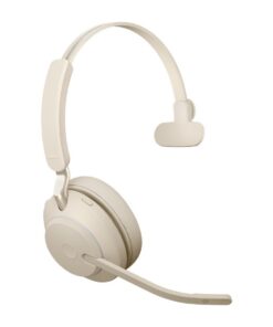 Jabra Evolve2 65 MS Mono Office Headset With Link 380 USB-C Wireless Adapter (Beige)
