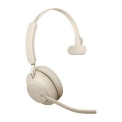 Jabra Evolve2 65 MS Mono Office Headset With Link 380 USB-A Wireless Adapter (Beige)