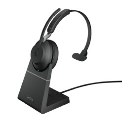 Jabra Evolve2 65 MS Mono Office Headset With Link 380 USB-C Wireless Adapter And Charging Stand (Black)