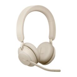 Jabra Evolve2 65 MS Stereo Office Headset With Link 380 USB-C Wireless Adapter (Beige)